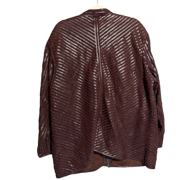 C.J. Bank by Christopher & Banks 100% Leather Full Zip Jacket Womens 3X Brown St - Picture 8 of 9